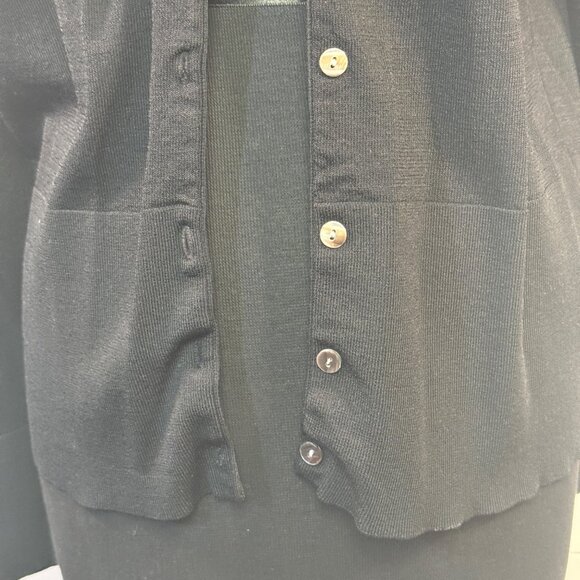Worthington Size Medium Black Cardigan Sweater With Button Front & Sleeve Detail - Picture 3 of 7